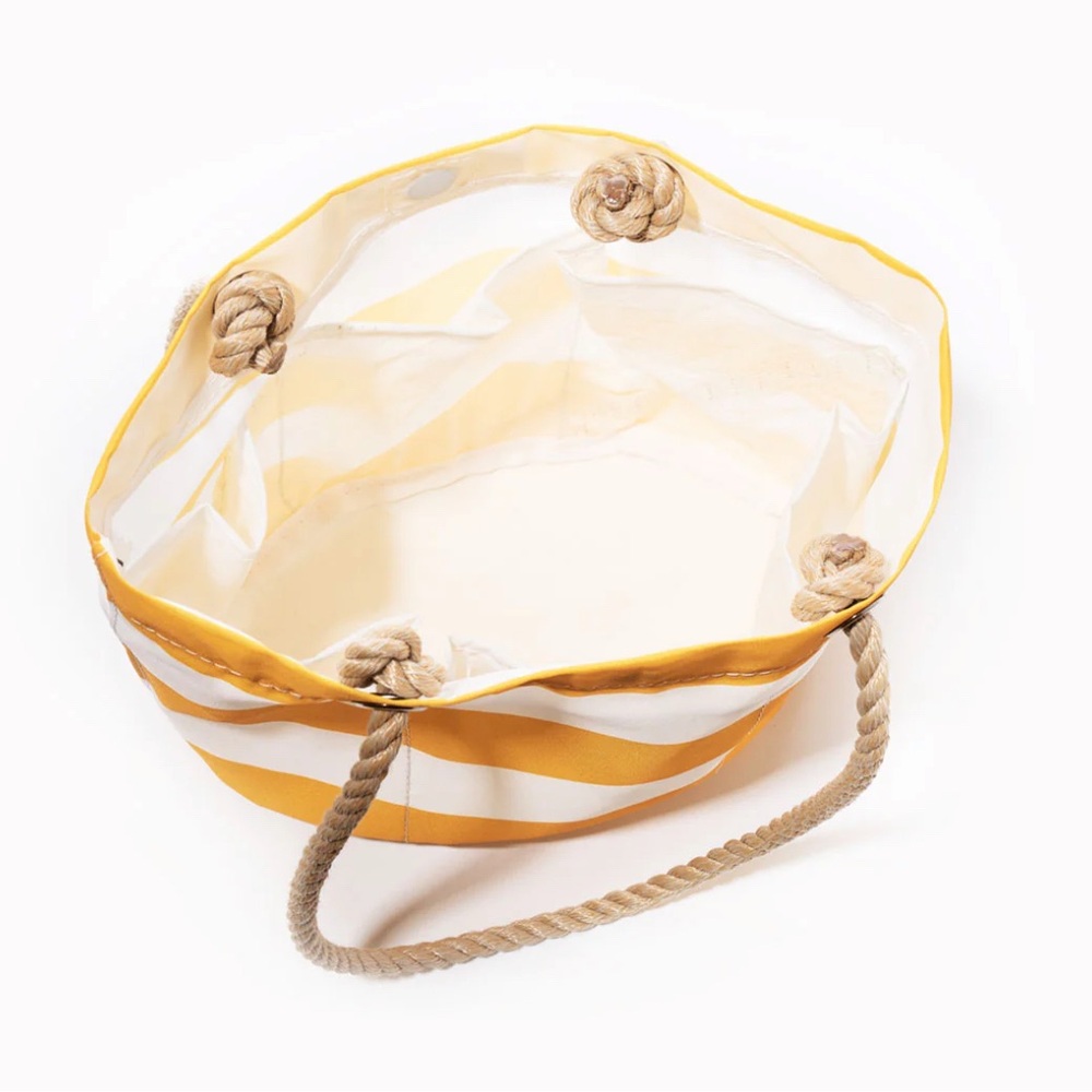Sea Bags made w/ recycled sails! Yellow & White Bucket Bag. Nautically Chic. - Picture 4 of 11